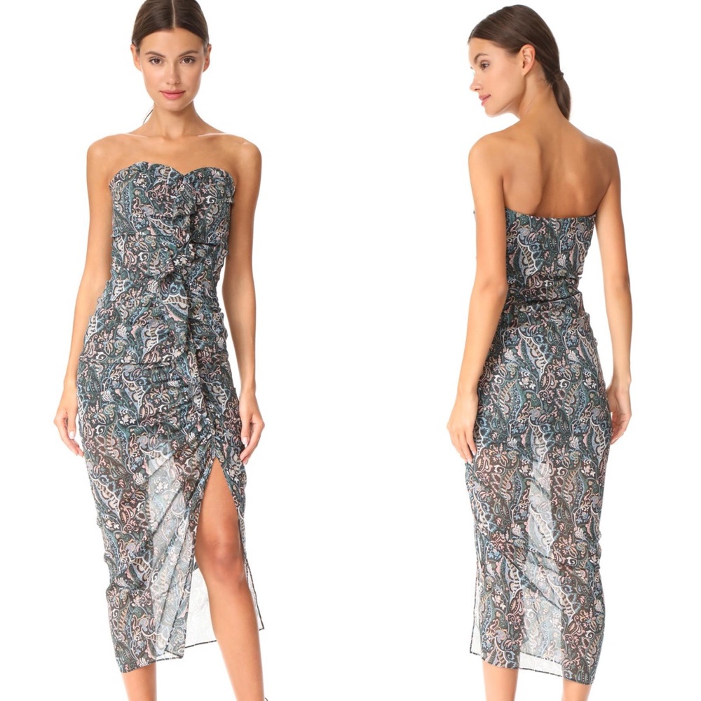 NWT Veronica Beard 100% Silk Peyton Strapless Midi Dress